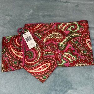 Vera Bradley 3 Pouch Set Pink and Green Paisley